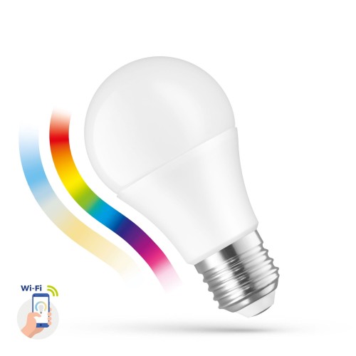 LED GLS 9W Żarówka E-27 E27 230V RGBW+CCT+DIM Wi-Fi/BT SMART WOJ+14412 SPECTRUM LED