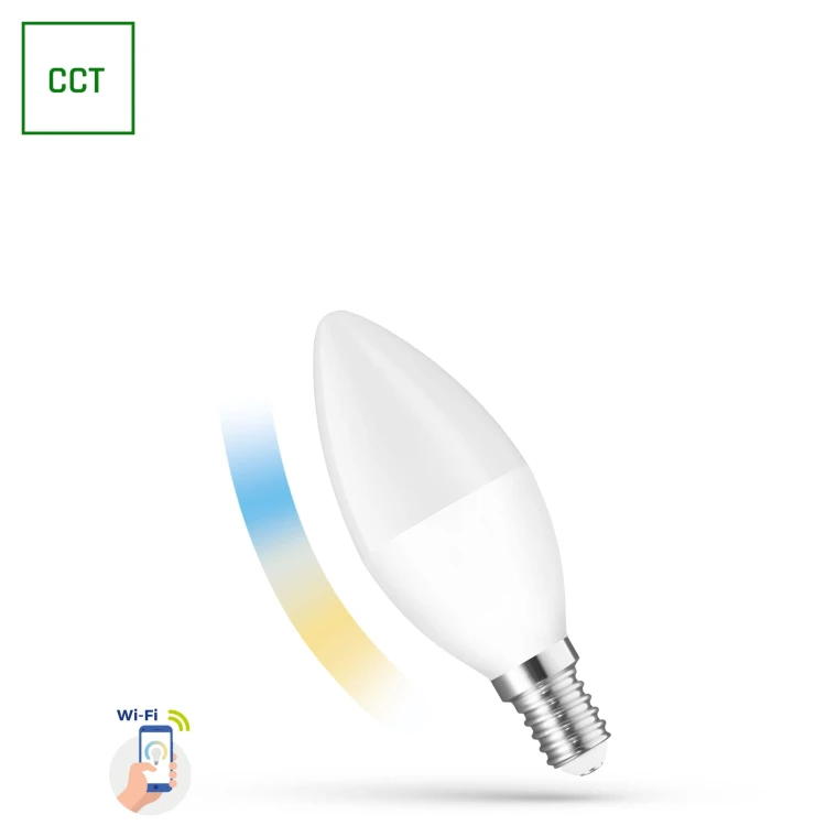 Żarówka LED świecowa świeczka 5W E-14 E14 230V CCT+DIM Wi-Fi SMART WOJ+14413 SPECTRUM LED
