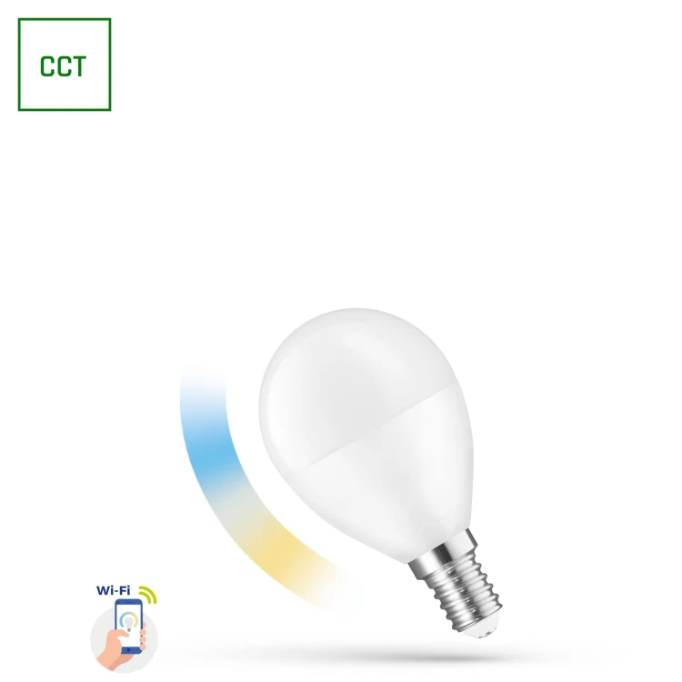 LED KULKA 5W Żarówka E-14 E14 230V CCT+DIM Wi-Fi SMART WOJ+14414 SPECTRUM LED