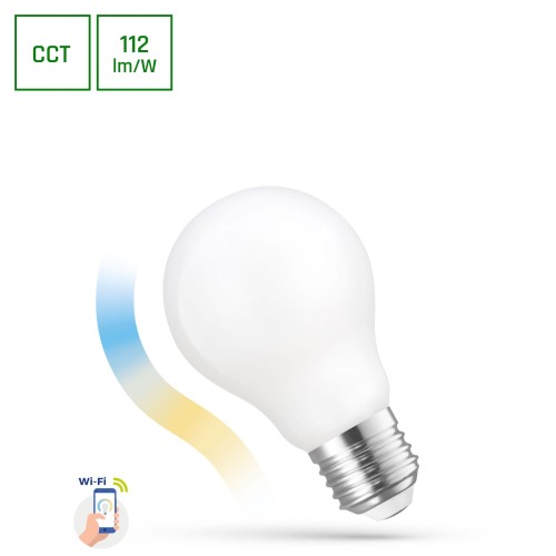 Żarówka LED GLS 5W E-27 E27 COG 230V CCT+DIM MILKY Wi-Fi SMART WOJ+14419 SPECTRUM LED