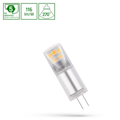 Żarówka LED G4 12V 2,5W CW 5 LAT Premium WOJ+14432 SPECTRUM LED