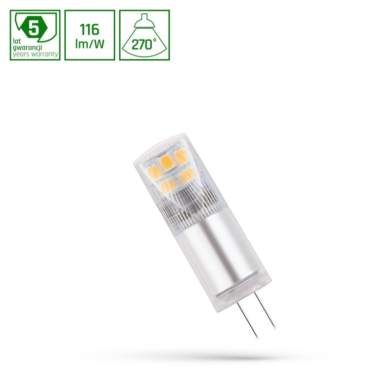 Żarówka LED G4 12V 2,5W CW 5 LAT Premium WOJ+14432 SPECTRUM LED