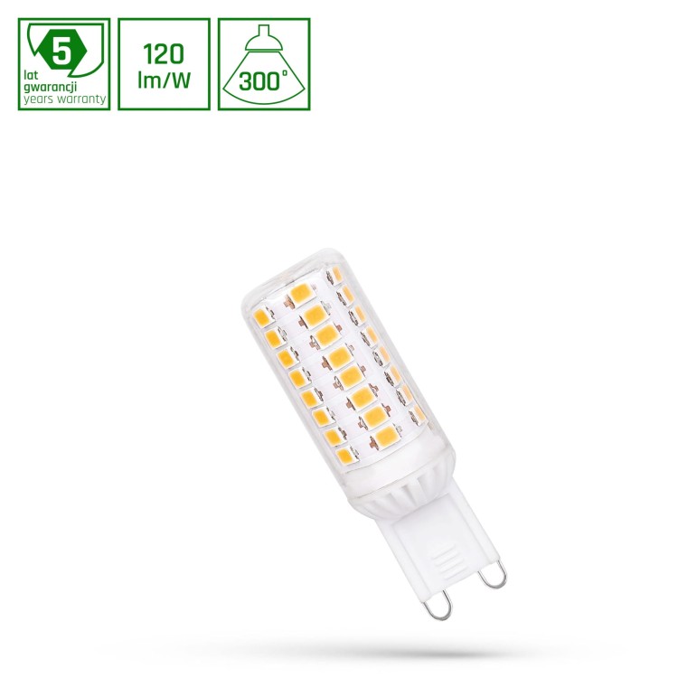 Żarówka LED G9 230V 4.5W WW SMD 5 LAT Premium WOJ+14436_4.5W SPECTRUM LED