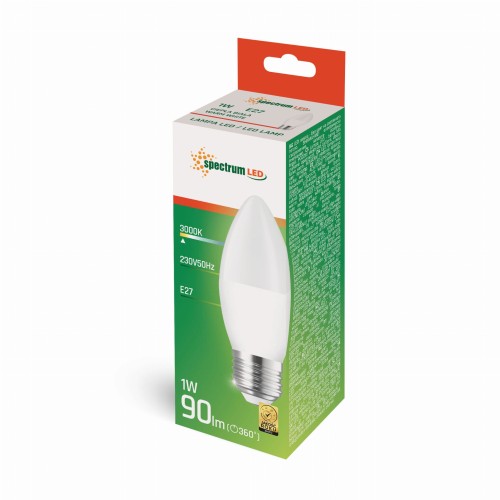 Żarówka LED świecowa świeczka E-27 E27 230V 1W WW WOJ+14454 SPECTRUM LED