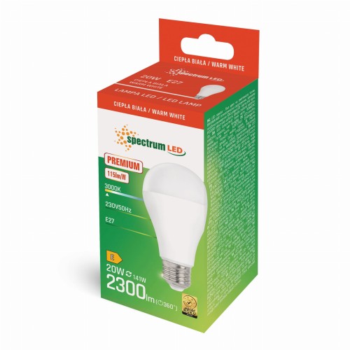 Żarówka LED GLS E-27 E27 230V 20W Premium WW A65 WOJ+14488 SPECTRUM LED