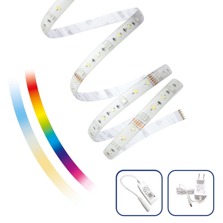 Zestaw Taśma LED Pasek 17W/5m RGBW+CCT+DIM (5m rolka) w silikonie+kontroler+Zasilacz Wi-Fi SMART WOJ+14493 SPECTRUM LED