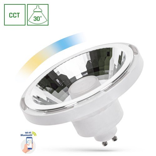 Żarówka LED AR111 GU10 SMD 230V 10W Biały 30st CCT+DIM Wi-Fi/BT SMART WOJ+14512 SPECTRUM LED