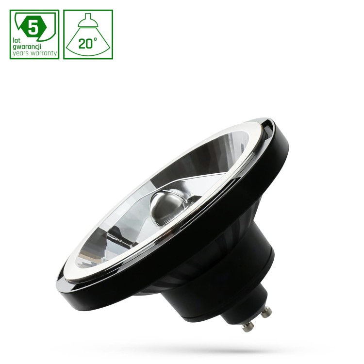 Żarówka LED AR111 GU10 230V 10W SMD 20ST WW Czarny 5 Lat Gwarancji WOJ+14566 SPECTRUM LED