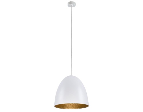 Lampa sufitowa wisząca Industrialna Loft EGG WHITE M GOLD 9021 NOWODVORSKI Lighting E27 x1 38cm oświetleniowa żyrandol nowoczesna do Kuchni Jadalni nad stół blat wyspę biało-złota zwis Inspiracje Premium