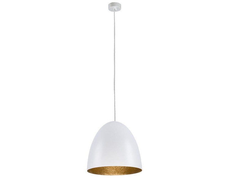Lampa sufitowa wisząca Industrialna Loft EGG WHITE M GOLD 9021 NOWODVORSKI Lighting E27 x1 38cm oświetleniowa żyrandol nowoczesna do Kuchni Jadalni nad stół blat wyspę biało-złota zwis Inspiracje Premium