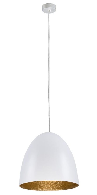 Lampa sufitowa wisząca Industrialna Loft EGG WHITE M GOLD 9021 NOWODVORSKI Lighting E27 x1 38cm oświetleniowa żyrandol nowoczesna do Kuchni Jadalni nad stół blat wyspę biało-złota zwis Inspiracje Premium