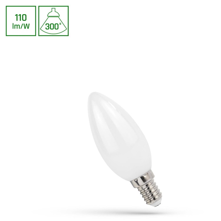 Żarówka LED świecowa świeczka E-14 E14 230V 1W COG NW MILKY WOJ+14578 SPECTRUM LED