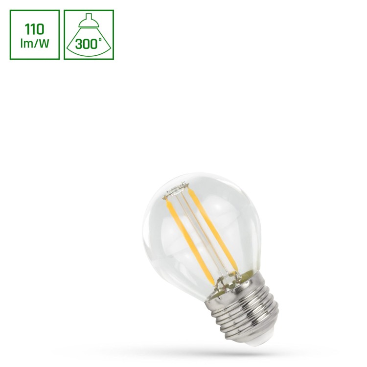Żarówka LED kulka E-27 E27 230V 1W COG NW CLEAR WOJ+14582 SPECTRUM LED