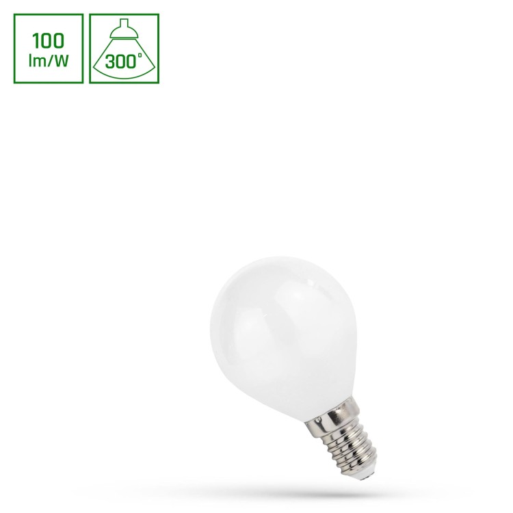 Żarówka LED kulka E-14 E14 230V 1W COG NW MILKY WOJ+14584 SPECTRUM LED