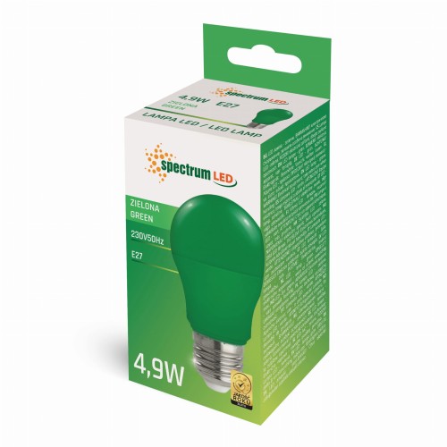 Żarówka LED GLS E-27 E27 230V 4.9W ZIELONY WOJ+14606 SPECTRUM LED