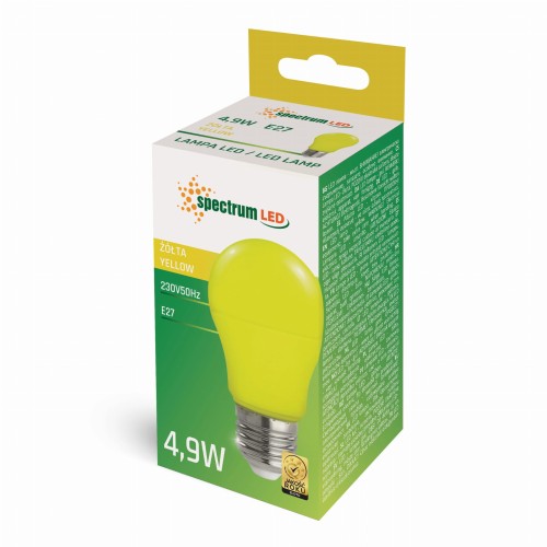Żarówka LED GLS E-27 E27 230V 4.9W Żółty WOJ+14608 SPECTRUM LED