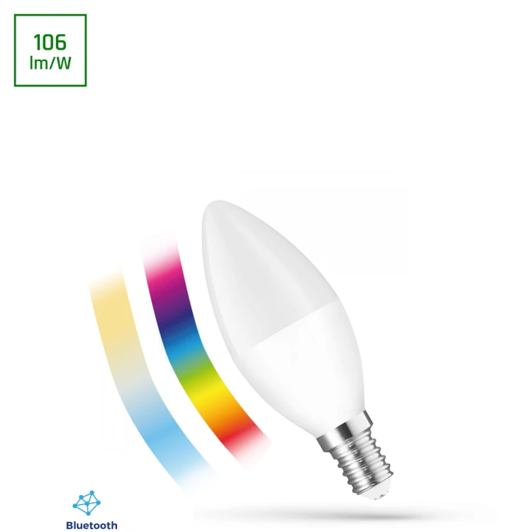 Żarówka LED świecowa świeczka 4,9W E-14 E14 230V RGBW+CCT+DIM BTM SMART Easy Smart WOJ+14629 SPECTRUM LED