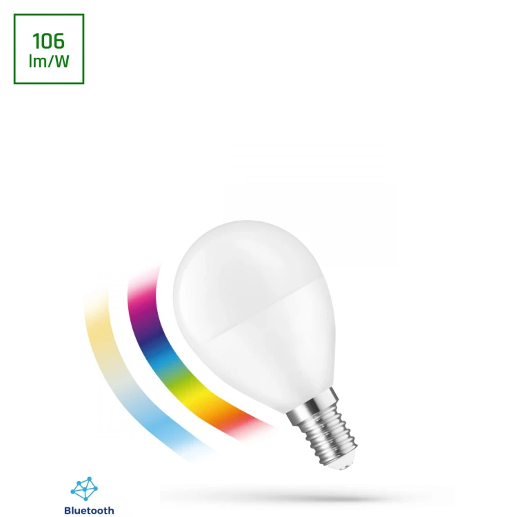 Żarówka LED Kulka 4,9W E-14 E14 230V RGBW+CCT+DIM BTM SMART Easy Smart WOJ+14630 SPECTRUM LED