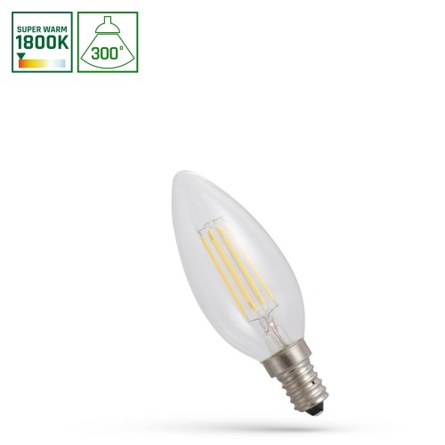 Żarówka LED świecowa świeczka E-14 E14 230V 4W COG 1800K CLEAR WOJ+14649 SPECTRUM LED