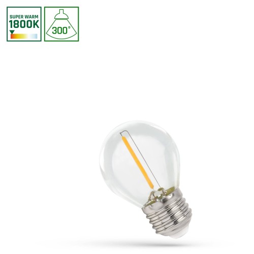 Żarówka LED kulka E-27 E27 230V 1W COG 1800K CLEAR WOJ+14651 SPECTRUM LED