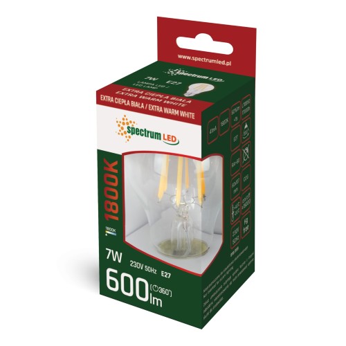 Żarówka LED GLS E-27 E27 230V 7W COG 1800K CLEAR WOJ+14655 SPECTRUM LED
