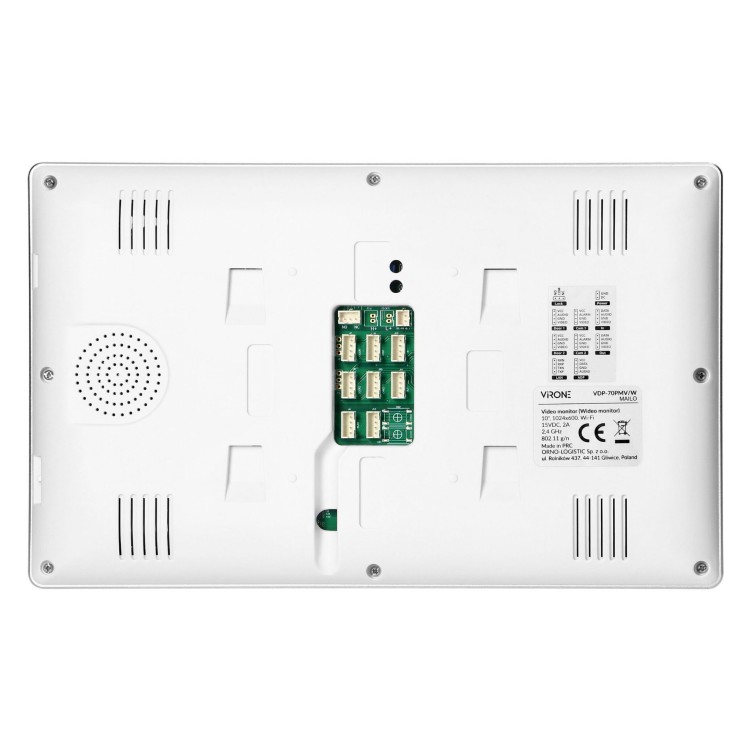 Wideodomofon MAILO VDP-70/W Virone Zestaw wideodomofonowy bezsłuchawkowy, monitor 10" LCD, WiFi, Tuya APP na telefon, z czytnikiem breloków zbliżeniowych 13,56kHz, szyfrator, z gniazdem na kartę pamięci, sterowanie bramą, biały