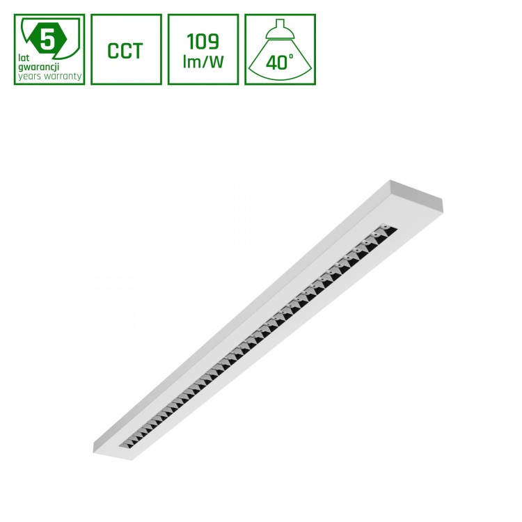 Lampa Oprawa sufitowa biurowa WLD PLANK 20W/30W/40W CCT 230V 40° IP20 1195X100X25 WLD+20009 WOJNAROWSKI Lighting Biały Biała natynkowa lub zwieszana