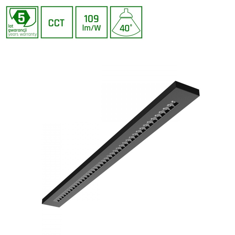 Lampa Oprawa sufitowa biurowa WLD PLANK 20W/30W/40W CCT 230V 40° IP20 1195X100X25 WLD+20010 WOJNAROWSKI Lighting Czarny Czarna natynkowa lub zwieszana