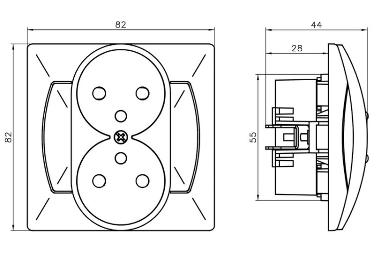 Gniazdo podwójne z uziemieniem GP-2AZ/00 Akcent OSPEL biały białe biała