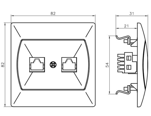 Gniazdo komputerowe podwójne, kat. 5e FOREX GPK-2A/F/24 Akcent OSPEL brązowy brązowe