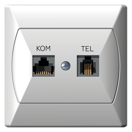 Gniazdo komputerowo-telefoniczne RJ 45 kat. 5e, (8-stykowe) + RJ 11 (4-stykowe) GPKT-A/F/00 Akcent OSPEL biały białe biała