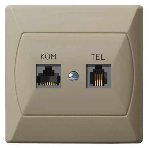 Gniazdo komputerowo-telefoniczne RJ 45 kat. 5e, (8-stykowe) + RJ 11 (4-stykowe) GPKT-A/F/01 Akcent OSPEL beżowy beżowe