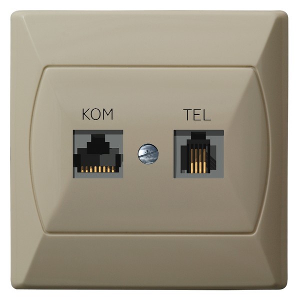 Gniazdo komputerowo-telefoniczne RJ 45 kat. 5e, (8-stykowe) + RJ 11 (6-stykowe) GPKT-A/K/01 Akcent OSPEL beżowy beżowe