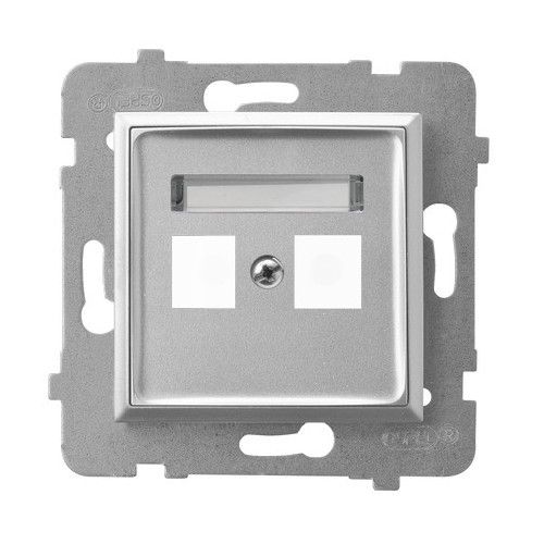 Obudowa gniazda podwójnego typu Keystone prosta GPK-2U/p/18 Aria OSPEL srebro srebrne srebrny srebrna