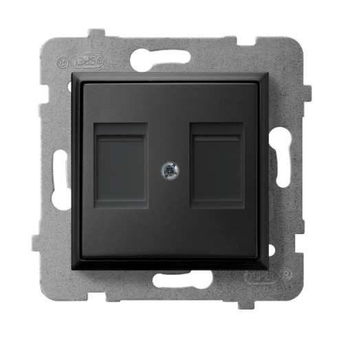 Obudowa gniazda podwójnego z przesłoną typu Keystone prosta GPK-2UP/p/33 Aria OSPEL czarny metalik czarne czarna