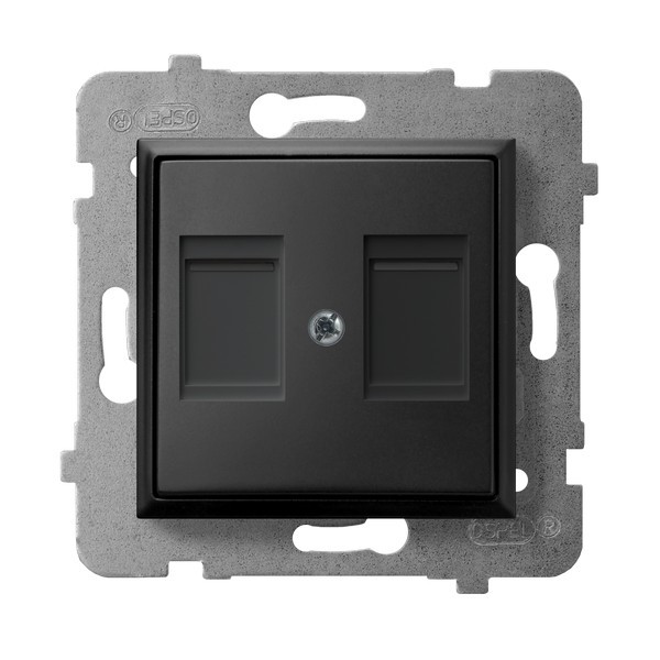 Obudowa gniazda podwójnego z przesłoną typu Keystone prosta GPK-2UP/p/33 Aria OSPEL czarny metalik czarne czarna