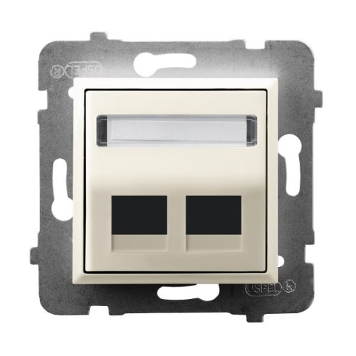 Obudowa gniazda podwójnego typu Keystone skośna GPK-2US/p/27 Aria OSPEL ecru