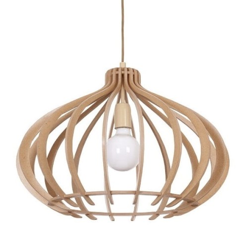 Lampa sufitowa wisząca Industrialna Loft IKA I zwis D 4174 NOWODVORSKI Lighting E27 x1 51cm oświetleniowa żyrandol nowoczesna drewno do Kuchni Jadalni nad stół blat wyspę drewniana sklejka Inspiracje Premium