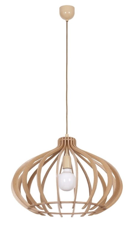 Lampa sufitowa wisząca Industrialna Loft IKA I zwis D 4174 NOWODVORSKI Lighting E27 x1 51cm oświetleniowa żyrandol nowoczesna drewno do Kuchni Jadalni nad stół blat wyspę drewniana sklejka Inspiracje Premium
