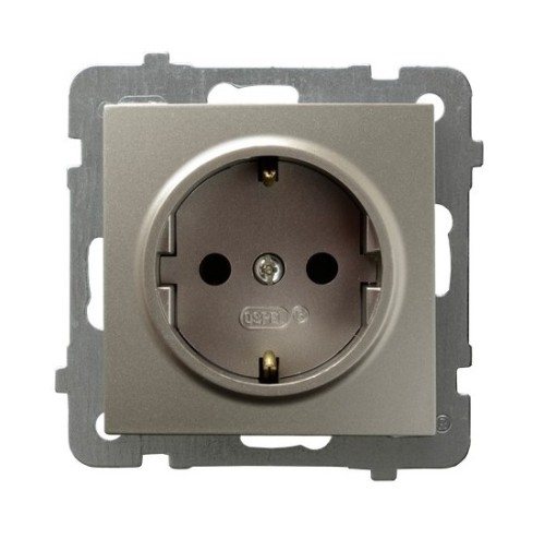 Gniazdo pojedyncze z uziemieniem schuko GP-1GS/m/45 As OSPEL satyna light