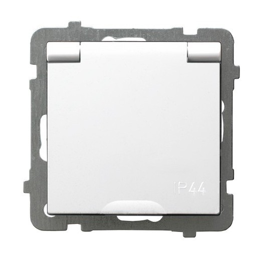 Gniazdo bryzgoszczelne z uziemieniem IP-44 wieczko w kolorze wyrobu GPH-1GZ/m/00/w As OSPEL biały białe biała