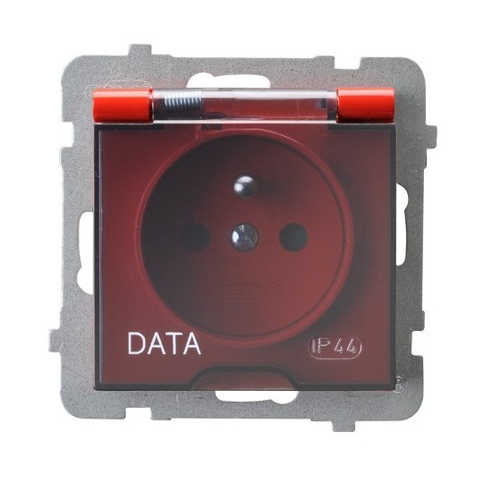 Gniazdo bryzgoszczelne z uziemieniem DATA IP-44 wieczko przezroczyste GPH-1GZD/m/00/d As OSPEL czerwony czerwone czerwona