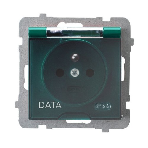 Gniazdo bryzgoszczelne z uziemieniem DATA IP-44 wieczko przezroczyste GPH-1GZD/m/12/d As OSPEL zielony zielone zielona