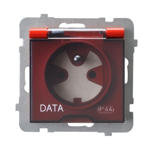 Gniazdo bryzgoszczelne z uziemieniem DATA z kluczem uprawniającym IP-44 wieczko przezroczyste GPH-1GZK/m/00/d As OSPEL czerwony czerwone czerwona