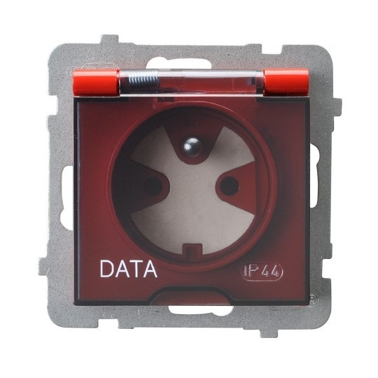 Gniazdo bryzgoszczelne z uziemieniem DATA z kluczem uprawniającym IP-44 wieczko przezroczyste GPH-1GZK/m/00/d As OSPEL czerwony czerwone czerwona