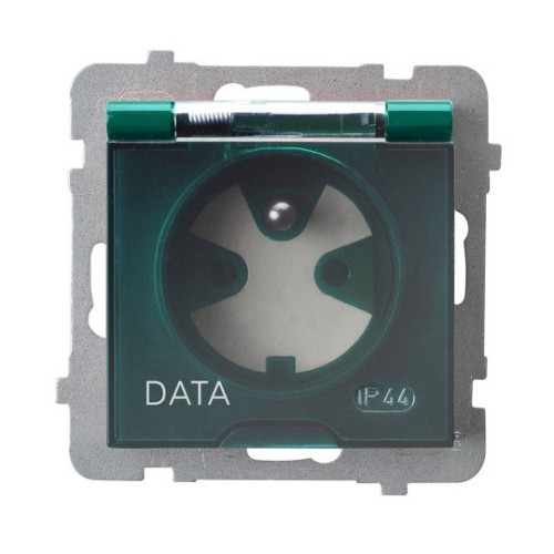 Gniazdo bryzgoszczelne z uziemieniem DATA z kluczem uprawniającym IP-44 wieczko przezroczyste GPH-1GZK/m/12/d As OSPEL zielony zielone zielona