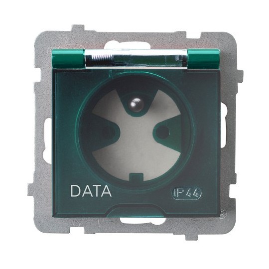 Gniazdo bryzgoszczelne z uziemieniem DATA z kluczem uprawniającym IP-44 wieczko przezroczyste GPH-1GZK/m/12/d As OSPEL zielony zielone zielona