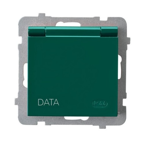 Gniazdo bryzgoszczelne z uziemieniem DATA z kluczem uprawniającym IP-44 wieczko w kolorze wyrobu GPH-1GZK/m/12/w As OSPEL zielony zielone zielona
