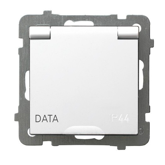 Gniazdo bryzgoszczelne z uziemieniem DATA IP-44 wieczko w kolorze wyrobu, produkt zawiera nanocząsteczki srebra GPH-1GAZK/m/00/w As antybakteryjny OSPEL biały białe biała