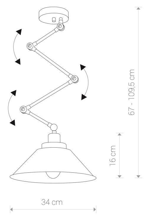 Lampa sufitowa ścienna Wisząca lub Kinkiet Industrialna Loft PANTOGRAPH 9126 NOWODVORSKI Lighting E27 x1 z regulacją wysokości 55-110cm oświetleniowa żyrandol nowoczesna metal do Kuchni Jadalni nad stół blat wyspę metalowa czarna zwis Inspiracje Premium